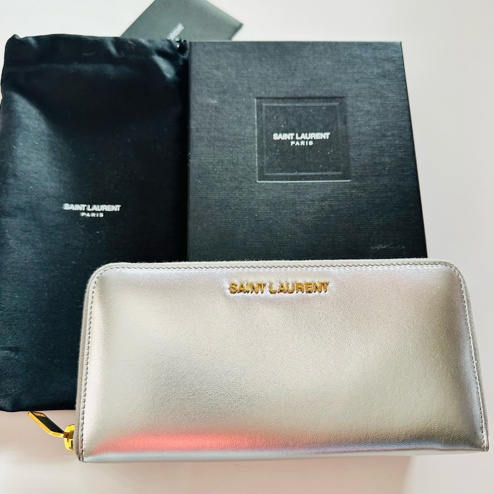 Brand New Saint Laurent Silver Wallet